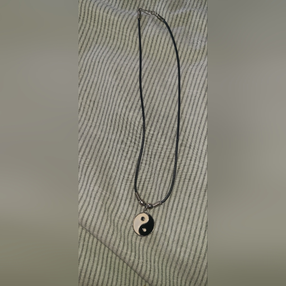 Yin Yang Black and White Pendant Necklace
